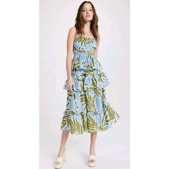 Tanya Taylor Hazelle Tropical Print Lightweight‎ Cotton Midi Skirt Size 1XL NWT - Picture 6 of 12